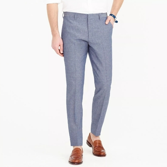 J Crew New Ludlow Slim-fit Linen Blend Suit Pants in Deep Water Blue Size 36x34 - Picture 1 of 11